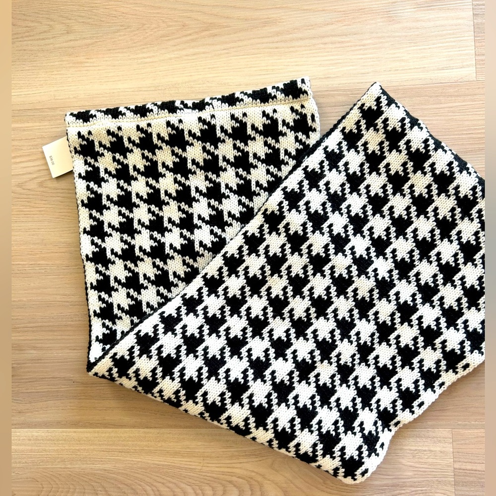 Cejon Houndstooth Infinity Scarf Black White Classic Traditional Staple Timeless